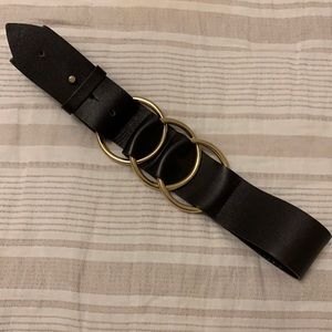 Theory waist belt dark brown leather with gold rings size small